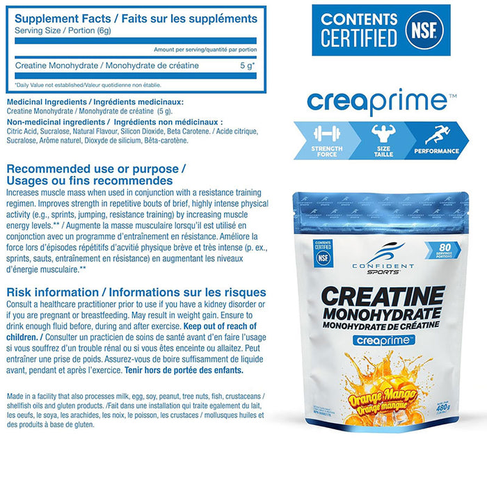 Confident Sports Ultra Pure Flavoured Creatine Monohydrate 480g