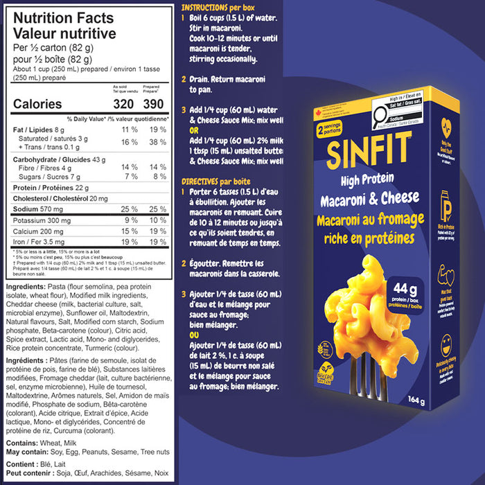 SinFit Protein Mac & Cheese 1 Box Cheddar