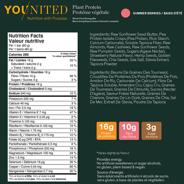 Younited Wellness Plant Protein Snack Bar Box of 12